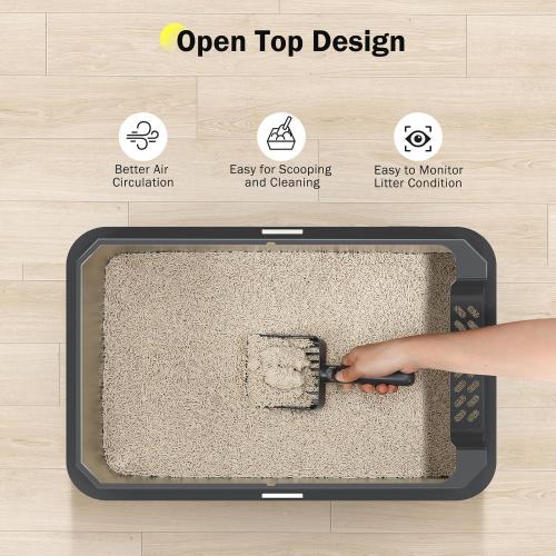 Stainless Steel Litter Box, Extra Large Litter Boxes for Big Cats, XLarge Metal Cat Litter Box with Lid, Anti-Urine Leakage XL Box with High Sides, Easy Clean, Non-Sticky, Scoop Included