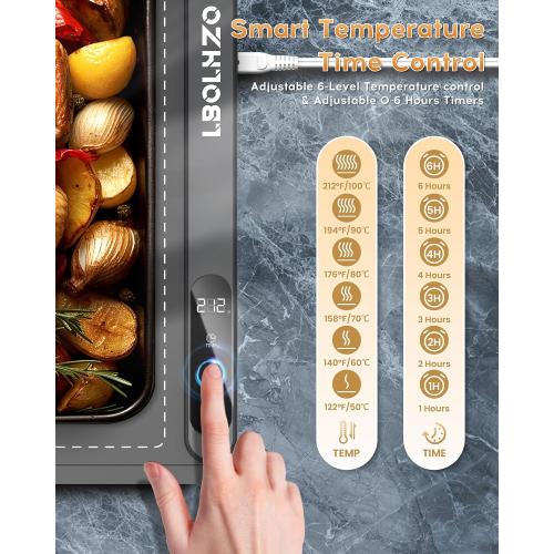 Warming Mat For Food Extra Large 36x16 580W Food Warmer Chafing Dishes for Buffet,Food Warming Mat,Food Warmers for Parties Buffet,6 Temp 6 Hour Timer Heating Mat for Food Christmas Gifts