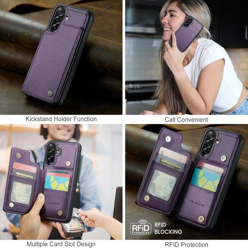 Vinich for Samsung Galaxy A36 Wallet Case with Card Holder, RFID Blocking Credit Slots Kickstand Shockproof Phone Cover for Women Men, Purple