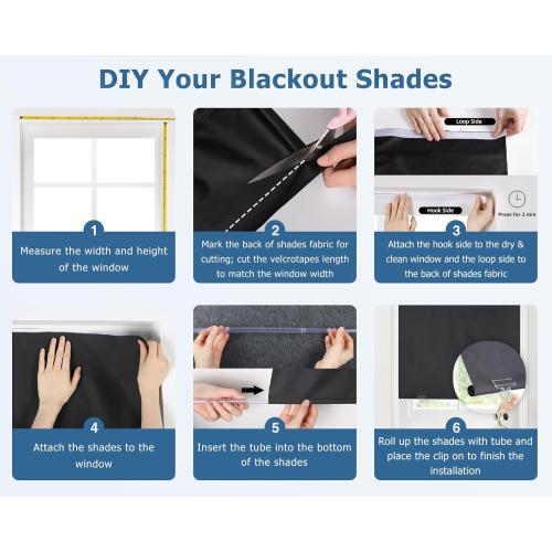 LazBlinds 100% Blackout Roller Shades, No Tools No Drill Cordless Blinds for Windows, Thermal Insulated UV Protection Privacy Window Shades for Bedroom (36''W x 72''H, Beige)