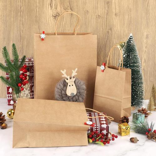 10x5x13 TOMNK 100pcs Brown Paper Bags with Handles Assorted Sizes Mixed Sizes Bulk Kraft Paper Gift Bags for Business, Shopping, Retail