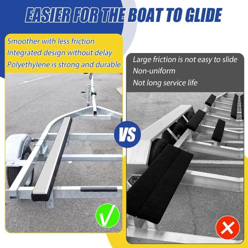 Size 48 X 3 PE Trailer Bunk Glides, Heavy Duty Boat Trailer Bunk Slide Pads with Screws and 12 Holes, Smoother Boat Trailer Glide Bunk Enders for Loadings and Launches Easier