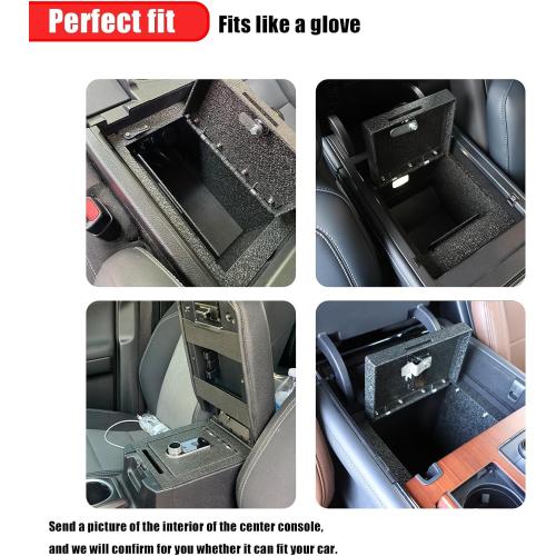 Center Console Gun Safe - Console Gun Vault Compatible with GMC Hummer EV 2024-2026, High Security Armrest Lock Box with Fingerprint Lock with Key
