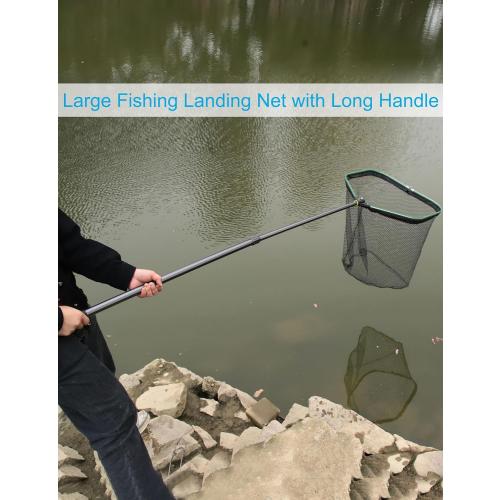 Saltwater Large Fishing Net with Handle 75.8-105.7 - Extra Large Rubber Fishing Landing Net with Telescoping Handle Fish Net, Aluminum Half Folding Nets, Depth 26.8in
