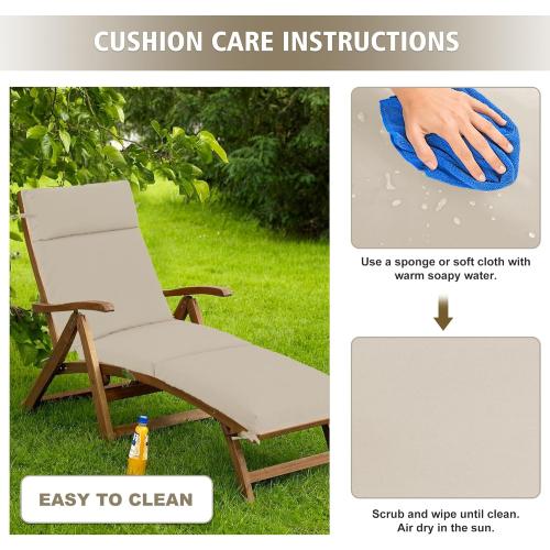 Chaise Lounge Cushion 72x21x3 Inch ?Set of 4 Outdoor Lounge Chair Cushions, Lounger Pad Replacement with Fade-Resistant, Removable & Machine-Washable Covers, Ideal for Patio Chaise Chairs, Cream