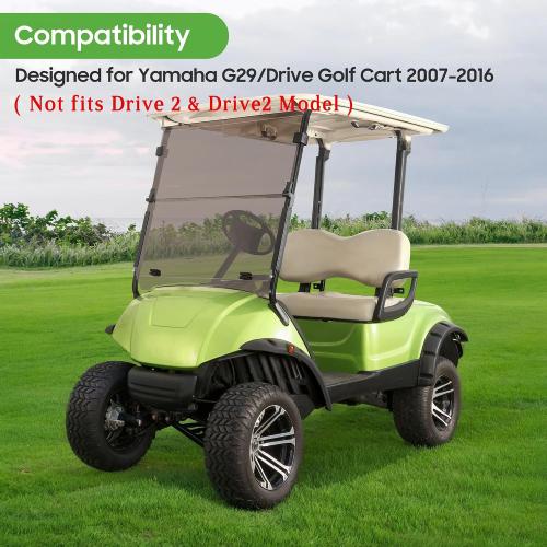 10L0L Tinted Windshield for Yamaha G29/Drive Golf Cart 2007-2016, 4MM Thicken, Foldable and Impact Resistant