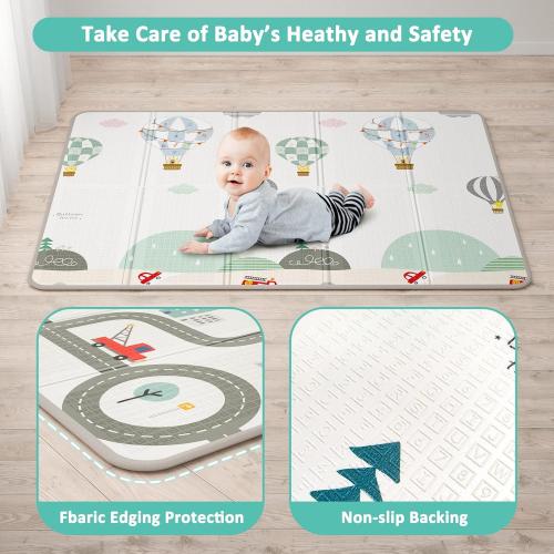 FLAGAV 79x59inch Play Mat for Baby - Extra Large, Non-Toxic, Waterproof Playmat for Indoor and Outdoor Use