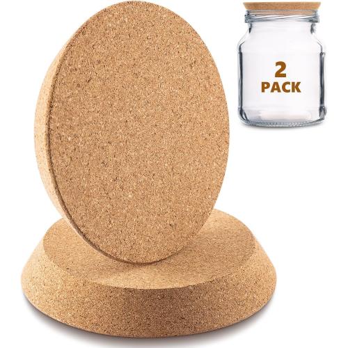 Kathfly 2 Pcs Tapered Cork Stoppers for 3.74-4.0 Inch Jar Openings, Large Cork Canning Jar Lids Wood Plugs Glass Wine Bottle Lids for Home Bar Kitchen Accessories, 4.5 Top and 3.74 Base (Large)