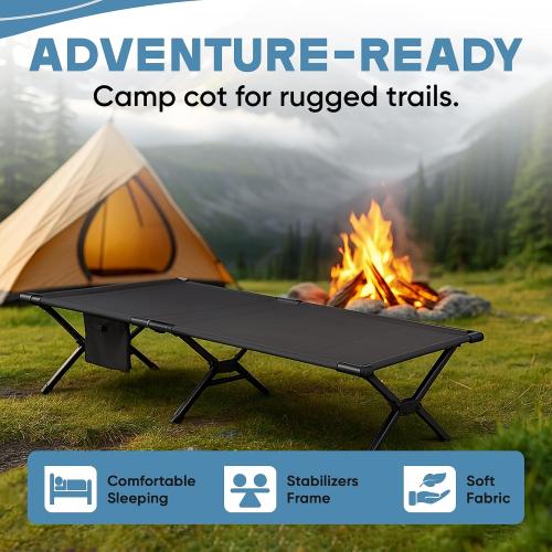 Ultralight Camping Cot for Adults, 120kg Sleeping Support Camping Bed, Easy Setup, Foldable and Portable for Backpacking, Hiking and Travel