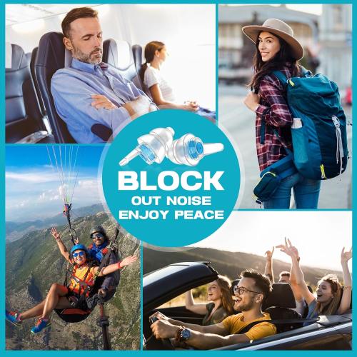Airplane Ear Plugs Pressure Relief Earplugs 2 Pairs, Prevent Ear-Pain & Reduce Noise 25dB - Flight Essentials, Reusable Soft Plane Earbuds for Adult/Kids 12 , Travel Ear Protection Air Plugs