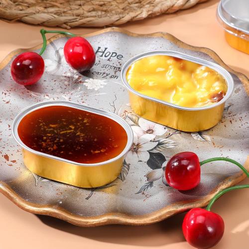 100 Pack Mini Aluminum Baking Cups with Lids, 3 OZ Disposable Ramekins Muffin Liners Containers, Individual Pie Tin Cup for Dessert, Creme Brulee, Pudding, Cupcake