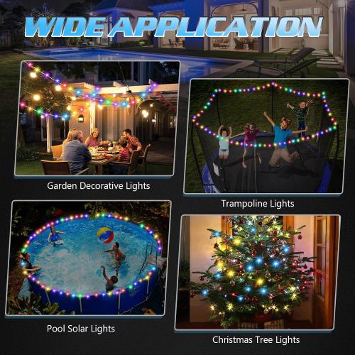 Sumapner 55ft Solar Pool Lights for Above Ground Pools, 150 LEDs Remote IP65 Waterproof Rope Lights, 8 Color Modes, Swimming Frame Pool Decor Accessories for Outdoor Outside Trampoline Camping