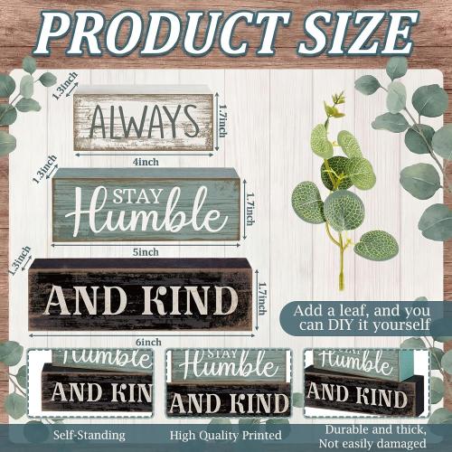Lineshading 4 Pcs Inspirational Farmhouse Table Decor Wooden Shelves Signs