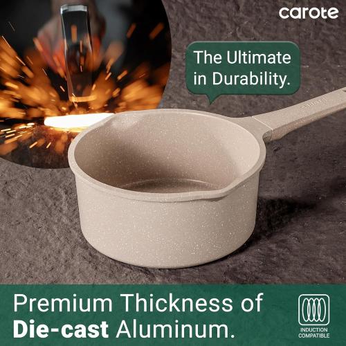 CAROTE 13pcs Pots and Pans Set Non Stick, Taupe Nonstick Cookware Set, Frying pans with lids, Kitchen Essentials Pot and Pan, Induction Cookware