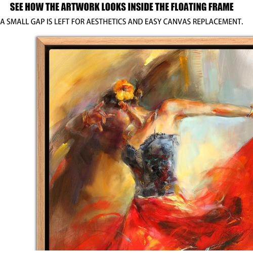 Canvas Floater Frame for Finished Canvas Art, 1.25 Deep Floating Shadow Gap Design, Modern Wall Decor for Home & Office, Gallery Style Display, Hardware Included (Light Brown, 20x30)