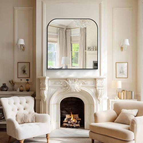 Bathroom Mirror, 30x30 inch Black Rectangle Wall Mounted Mirror with Thin Frame, Bathroom Vanity Mirrors for Over Sink, Entryway, Living Room, Bedroom