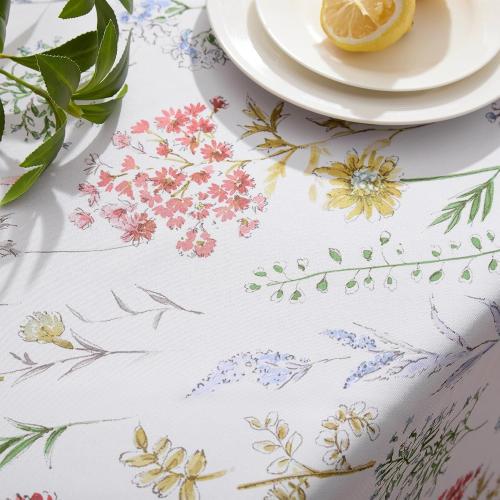 Softalker Spring Easter Tablecloth Rectangle - Waterproof Wild Flower Table Cloths, Stain Resistant Wrinkle Free Floral Table Cover for Dinner/Party/Picnic/Indoor/Outdoor, 52 x 70 Inch