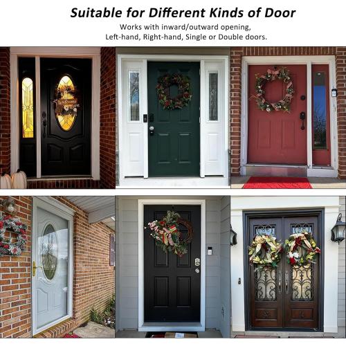 Garland Hanger for Door Frame – Adjustable Fits 28-50 Single Doors, Heavy-Duty 15 Lbs, No Hardware No Drill No Damage, Reusable Christmas Halloween Decoration Holder for Wreaths (Single Door)