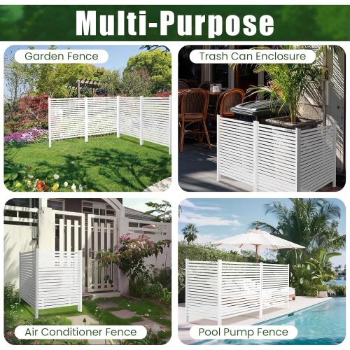 Air Conditioner Fence 3 Panels, 48 W x 48 H Outdoor Trash Can Fence, Easy Assembly Decorative Privacy Screen for AC Units & Pool Equipment