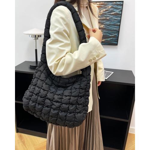 Rejolly Puffer Quilted Shoulder Bag for Women Puffy Bubble Tote Bag Lightweight Nylon Handbag Padded Soft Purse