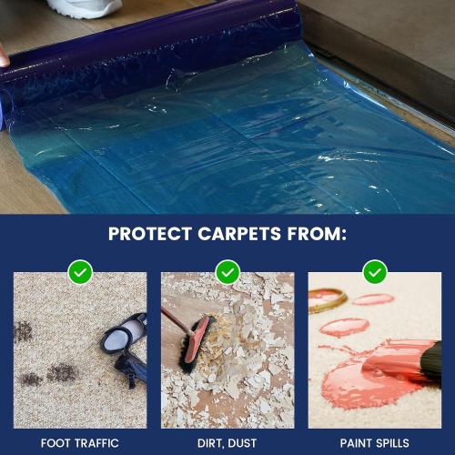 ADHES Floor Protection Film 24” x 200’ – Heavy Duty Self-Adhesive Floor Protector, Waterproof, Anti-Slip, Plastic Film for Hardwood, Tile, Vinyl, and Marble Floors