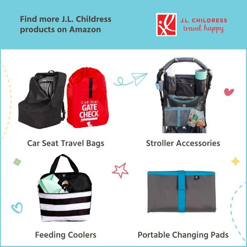 J.L. Childress Compact Travel Stroller Bag for Airplane - Fits Most Compact-Fold Single Baby Strollers, Compatible with UPPAbaby MINU, GB Pockit, Nuna TRVL & More, AirTag Compatible - Black