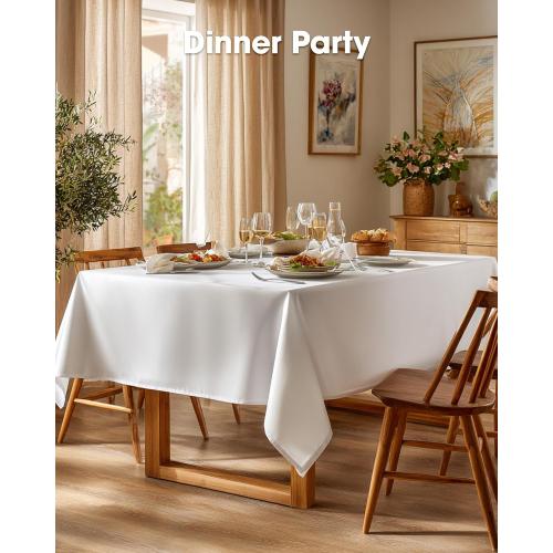 Pureegg Rectangle Table Cloth 60 x 84 – Durable Polyester Tablecloth Offers Reusable & Washable Protection, Ideal for Outdoor Party, Picnic, Wedding, Banquet and Birthday, 1 Pack, White