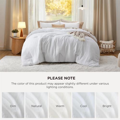 Bedsure Super King Comforter Set, White Soft Prewashed Bedding for All Seasons, 3 Pieces GentleSoft™ Bed Set, 1 Lightweight Comforter (120x120) and 2 Pillowcases (20x36)
