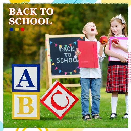 Kolldenn 3 Pcs ABC Balloon Box Decorations First Day of School Back to School Classroom Decor Cartoon Street Party Decoration Alphabet Balloon Box Decor for Birthday Preschool Kindergarten Photo Props
