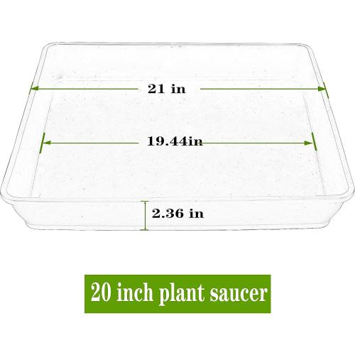 LWALRS Square Plant Saucer 20 22 Inch 2 Pack, Extra Large Plant Saucers, Deep Plant Trays for Pots, Heavy Plastic Water Tray Tor Plants, Planters for Indoors and Outdoors Plants (20 inch Black)