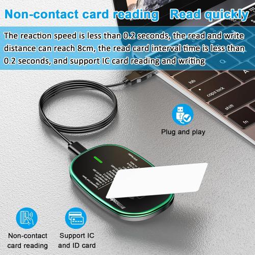 Green and Black Symcode RFID Reader Writer 125KHz/13.56Mhz Dual Frequency Reads ID IC Card Reader Scanner Support Keyboard Emulation Output Support Write UHF Tags S20/S50/S70 Ultralight C EM4305/EM4205 H125