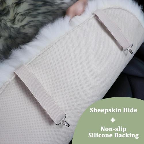 AOGELAN Fluffy Sheepskin Car Seat Cover Long Wool Front Seat Cover Dark Red | Universal Fits Most Car SUV Truck Minivan,Airbag Compatible,Easy to install,Thick,Warmth,Comfortable,Luxurious,Good color