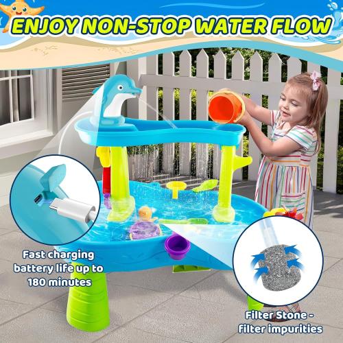 Dolphins Water Table Pump, Cordless Rechargeable Pump for Water Tables