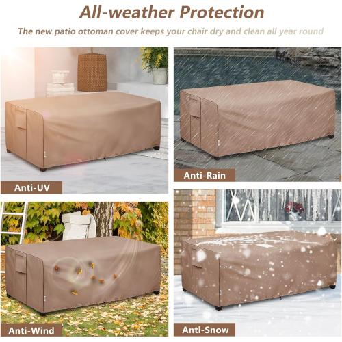 Outdoor Coffee Table Cover,600D Waterproof Patio Rectangular Side Table Covers,48 W x 28 D x 16 H,Outdoor Table Covers Waterproof Rectangle(Brown)