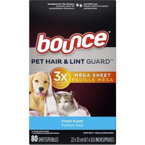Bounce Pet Hair and Lint Guard Mega Dryer Sheets, Fresh Scent, 80 ct