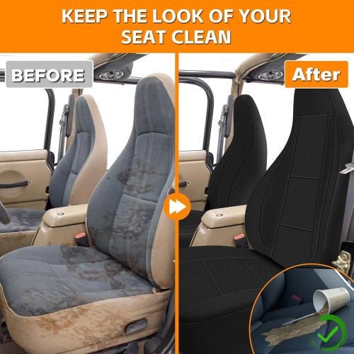 Seat Covers Compatible with Jeep Wrangler TJ 1997-2002 Full Set, Air-Mesh Breathable Automotive Cover Cushion Accessories (All Black)