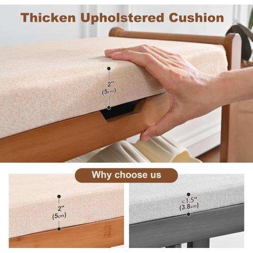 39.4in Shoe Rack Bench, Shoe Storage Bench with Lift Top Hidden Storage, Entryway Bench Holds Up to 330lb for Bedroom Living Room