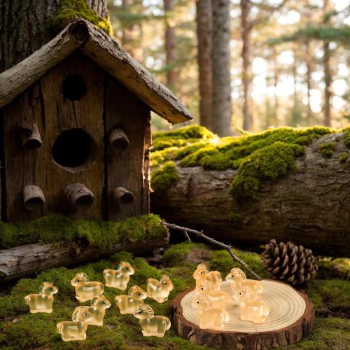 HOMICO 50 Pieces Mini Horse Animals Decor Luminous Mini Resin Animals for Dollhouse Micro Fairy Garden Landscape Aquarium Party Decorations
