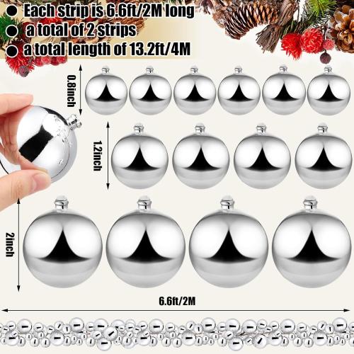 2 Pcs Christmas Ball Garland 6 ft Decoration Accessories(Silver) ball
