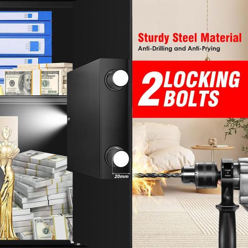 BLACK 19.69 x 13.78x 12.2 inches 3.4 Cub Large Safes for Home Use Fire and Water Proof, Anti-Theft Digital Security Safe Box with Electronic Keypad and Key, Fire Proof Safe for Home Documents Firearm Medicine Money Valuables