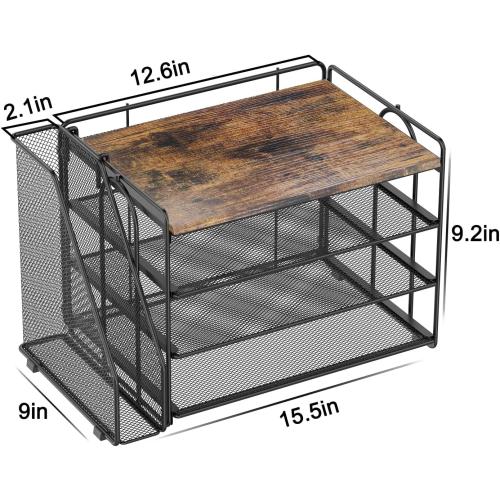 Spacrea 4 Tier Paper Organizer for Desk with File Organizer