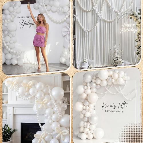 Teyva 100 Pcs Pearl Ball Garland 2.2 Inches White