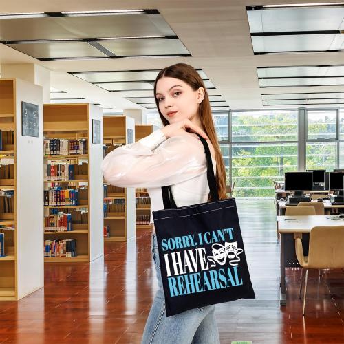 BDPWSS Theater Tote Bag Drama Actor Actress Gift Comedy Tragedy Mask Gift Sorry i Can't i Have Rehearsal Bag