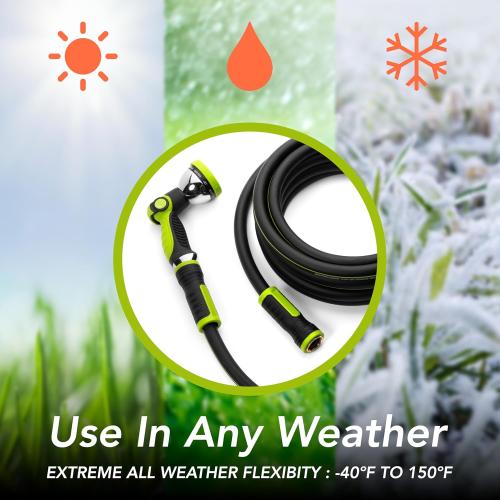 Size 100Ft x 5/8 Heavy Duty Garden Hose 100ft x 5/8” – Flexible Water Hose, Leak-Proof, Lightweight Hybrid Hose with Swivel Handle & 10 Function Spray Nozzle – Durable Outdoor Hose, Kink Free