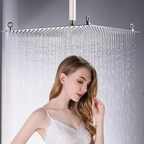 20 inch Large Rainfall Shower Heads High Pressure Stainless Steel Bathroom Rainfall Shower Head Ultra-thin Waterfall Full Body Cover Brushed Nickel Finish