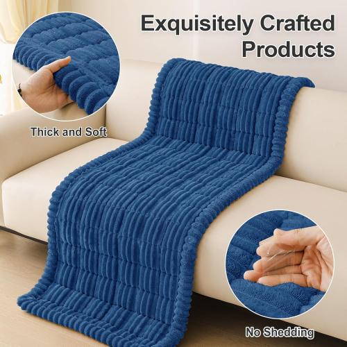hyha Couch Covers for Dogs Washable, Non Slip Plush Dog Sofa Protectors, Fuzzy Pet Couch Covers for 3 Cushion Sofa Pet Friendly (Navy Blue, 27.6 x 59) NEEDS CLEANING