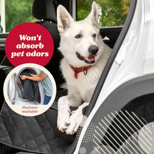 Lusso Gear Car Seat Cover for Dogs - Premium Waterproof Oxford Fabric - Universal Fit - Non-Slip Rear Cover & Protector, Car Accessories for Trucks & SUVs (Black)