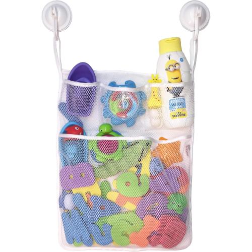 Lilly's Love Bath Toy Storage - Large 14 x 20 inch Bathtub Toy Holder   2 Locking Hooks, Quick Dry & Easy for Kids to Put Bath Toys Away