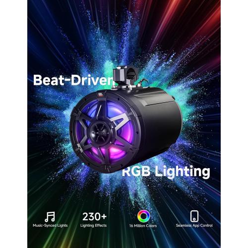 KEMIMOTO KP6 UTV Tower Speakers 6.5 Woofers with 5.75 Passive Radiators | 520W MAX(130W RMS), Bi-Amp Drive, 3 preset EQ, Broadcast Sync, IP66 Waterproof for Off-Road & Marine, Fit for UTV/ATV/Boats