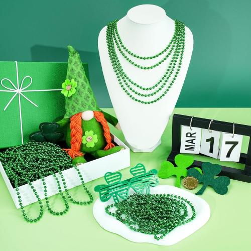 SHAOQINLIN 144 PCS St. Patrick's Day Bead Necklaces, Green Mardi Gras Christmas Beads, 33'' Green Party Beads for St. Patricks Day, Mardi Gras, Christmas, Carnival Party Favors